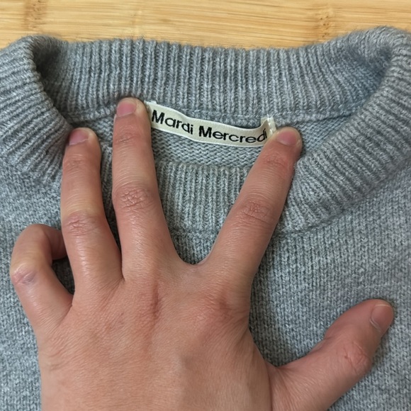 Mardi Mercredi Wool Cashmere Blend Crewneck Knit Sweatshirt in Gray - Picture 4 of 10